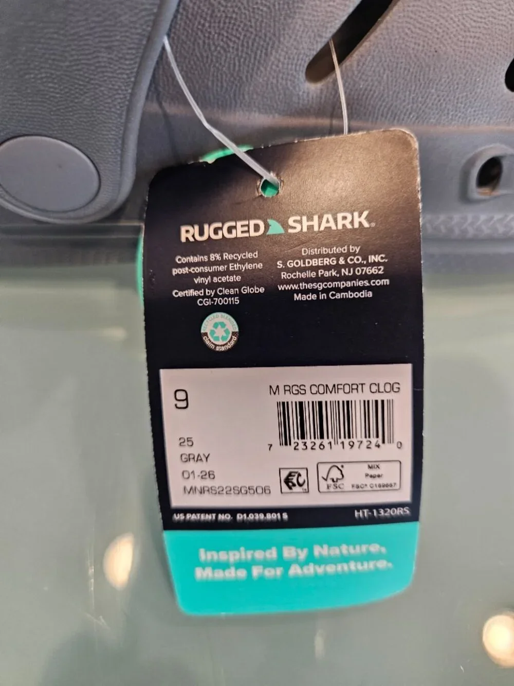 Rugged Shark Mans Clog Shoes Size 9 NWT Gray